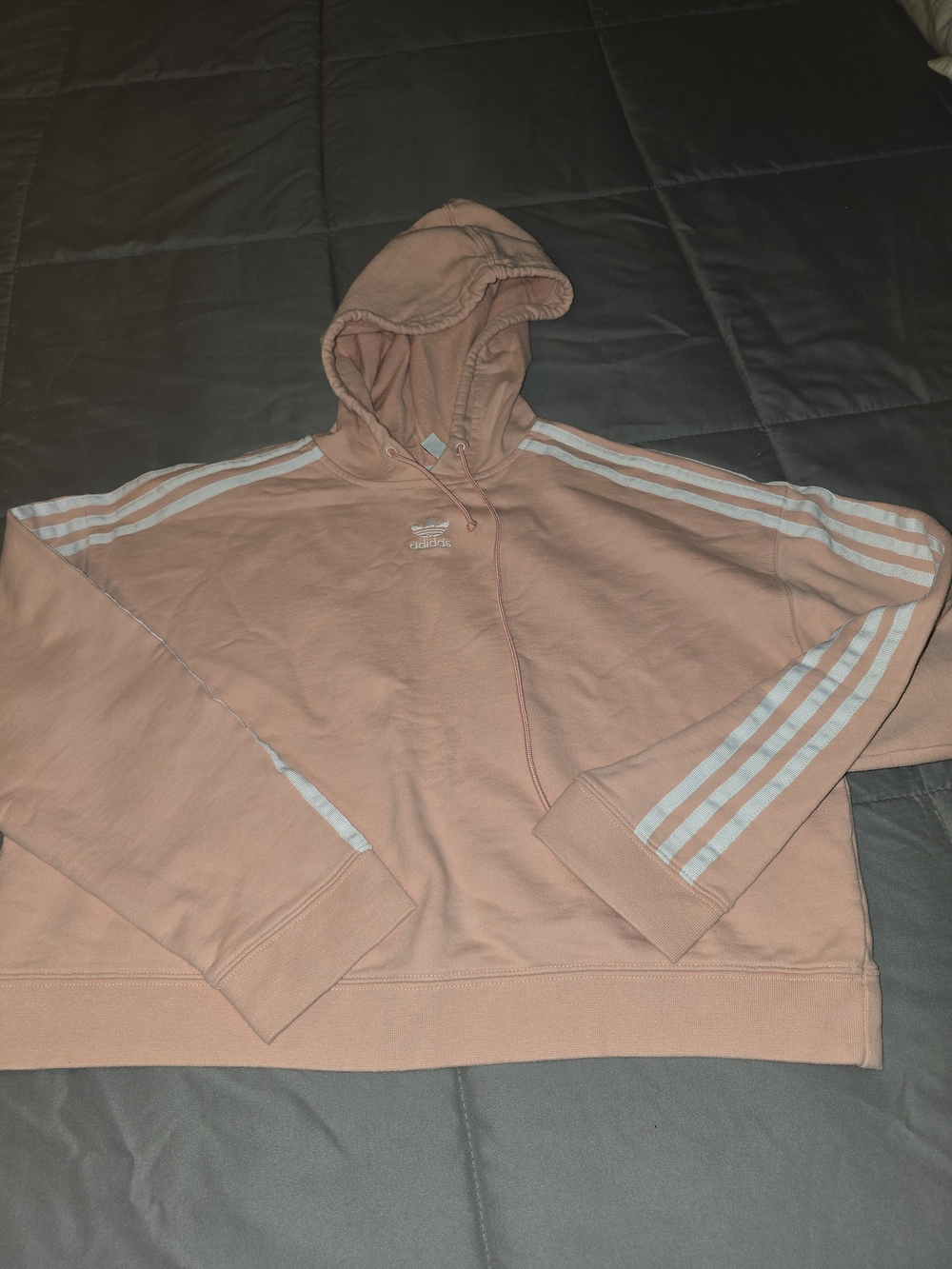 adidas Pink Peach Hoodie with White Stripes